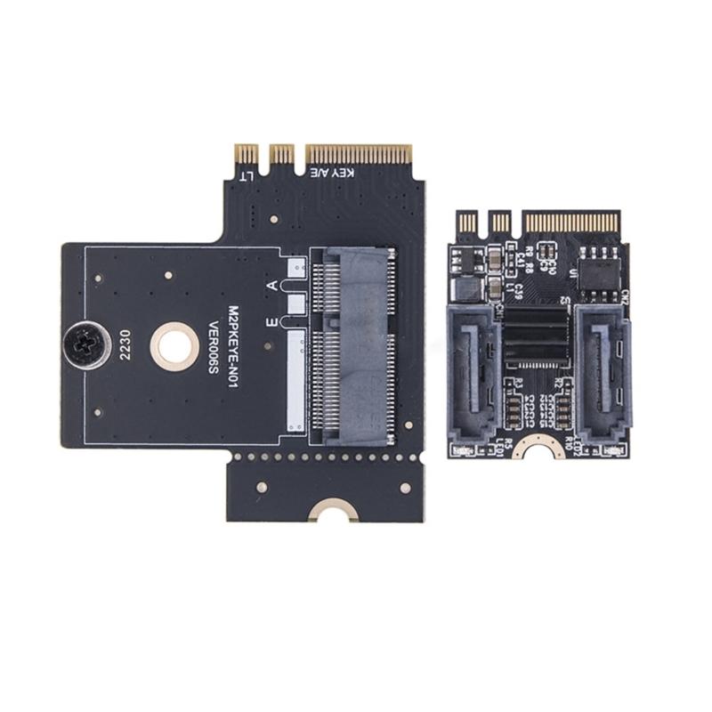 

Double Port SATA3.0 6Gbps Hard Drive Converters M.2 NGFF Key A PCIe Extension Card For SSD Double SATAIII Port Adapter
