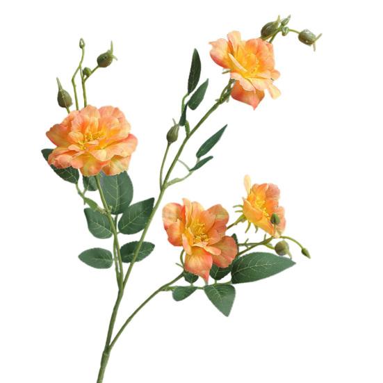 Artificial Chinese Rose Flower with Leaves UV Resistant Fake Silk Flower Wedding Party Table Centerpiece Indoor Outdoor Faux Bloom Decoration