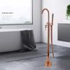 Tuqiu Rose Gold Bathroom Bathtub Faucet + Handheld Shower Free Standing Brushed Gold Luxury BathTub Mixer Taps Floor Mounted
