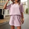 Women's Fashion Casual Short Sleeve O-Neck Pants Suits