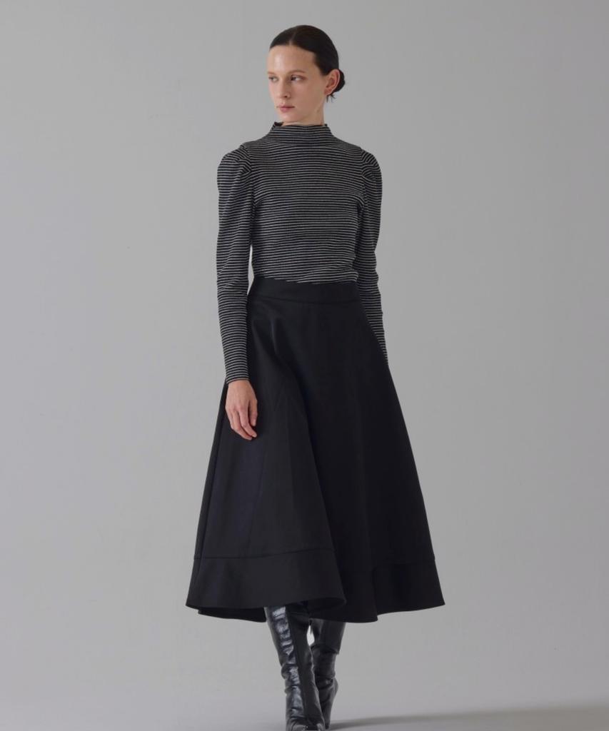 Owaiwai Flare Full Elastic Skirt_Black
