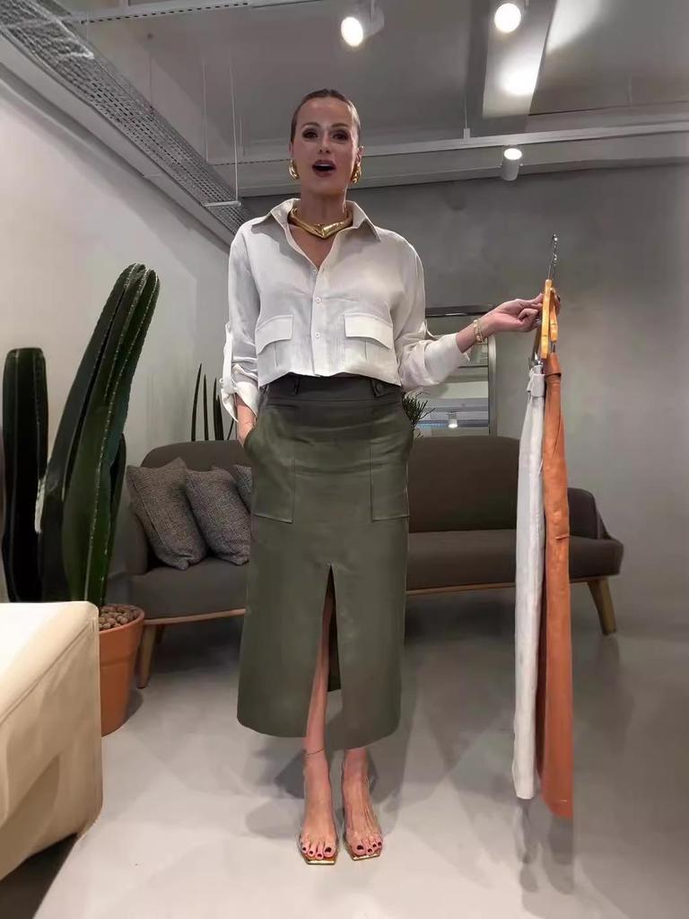 2024 Lato Damska Moda Jednolita Spódnica Robocza z Wysokim Stanem