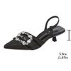 Elegant Rhinestone Pointed Toe Sandals Female Plus Size Ladies High Heels