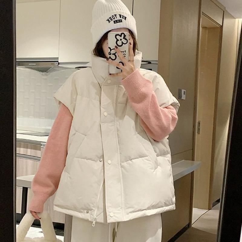 Autumn and Winter Down Cotton Waistcoat Women's Loose Vest Waistcoat Cotton Sleeveless Waistcoat