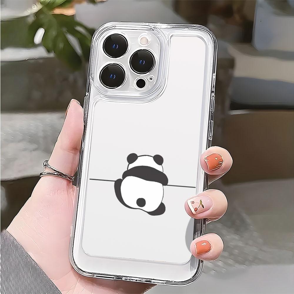 Climbing wall panda Phone case iPhone17 16pro 15 Pro Max 11 12 13 16 14 Plus Silicone Shockproof transparent phone case