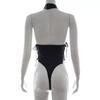 Sex Underwear Supply New Sexy Women's Patent Leather Open Placket Backless Onesie