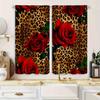 2 Pcs Leopard print rose print curtains,suitable for bedroom,living room kitchen decoration,home decoration,window decoration