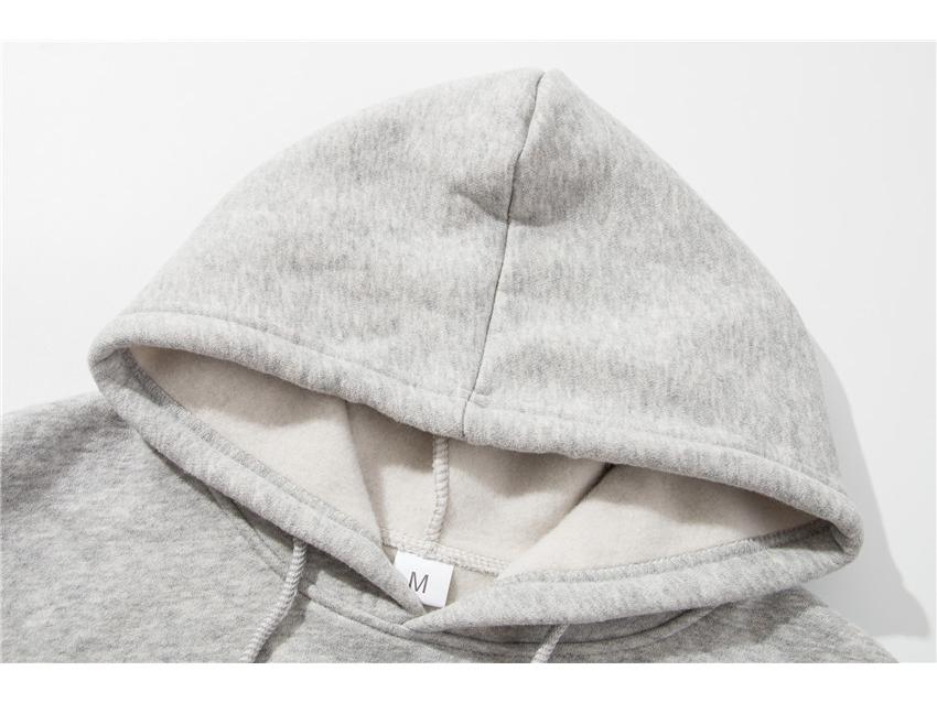 Hanorac Fleece Bărbați Culoare Solidă cu Buzunar Patch 3D - Colecția Toamnă/Iarnă