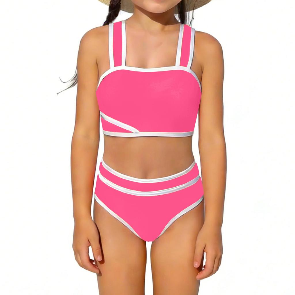 Children's Fashion Color Two-piece Swimsuit Set