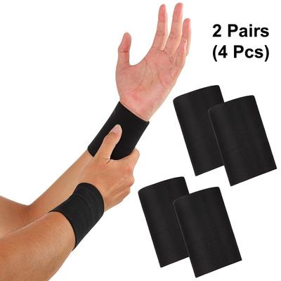 Durable And Safe 2 Pairs Compression Wrist Sleeve Wrist Brace Support Wrist Wraps Elastic Wristbands For Tennis Tendonitis Carpal Tunnel