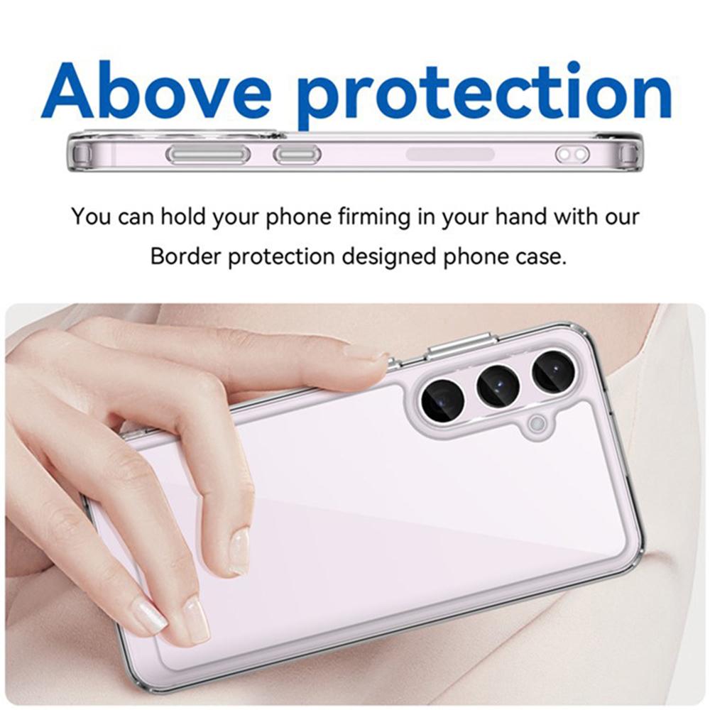 WANLONFENG MF2 Series For Samsung Galaxy S24+ Case TPU Acrylic Clear Phone Cover with 2Pcs Tempered Glass Film