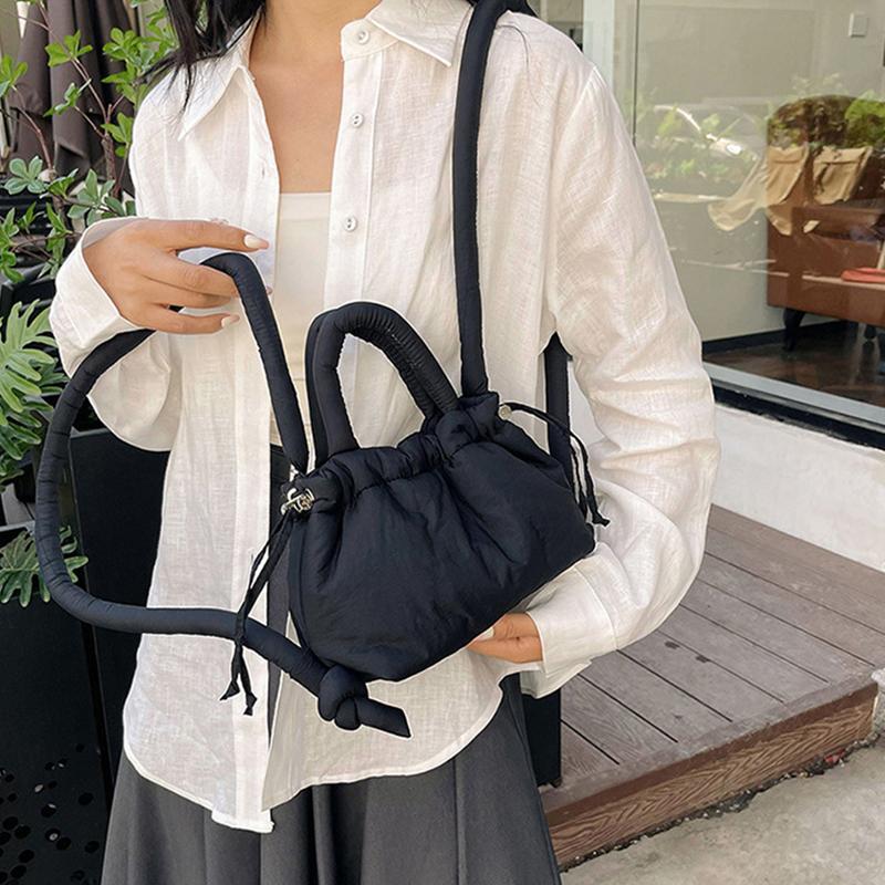 Damskie pikowane torby na ramię Mała puszysta bawełniana nylonowa puchowa torba crossbody Mini torebki damskie Projektant mody
