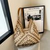 Large capacity woven bag women's new 2025 summer fashion shoulder straw bag versatile tote bag