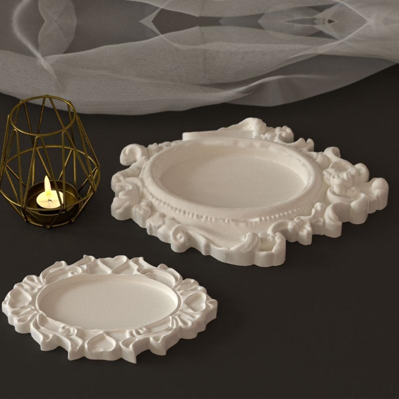 Silicone Crafting Mold With Detailed Renaissances Floral Pattern For Creating Decorative Tray Multipurpose Organizers