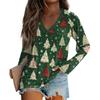 Women's Long Sleeve T-Shirt V-Neck ChristmasPrinted Casual Basic Tops