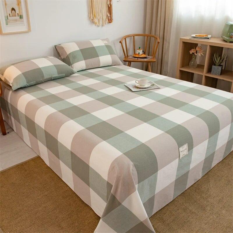 1PC 100% Yarn-dyed High-quality Cotton Washed-cotton Bedspread Set Checked Printed Bedspread Single Double Right Angle Bedspread