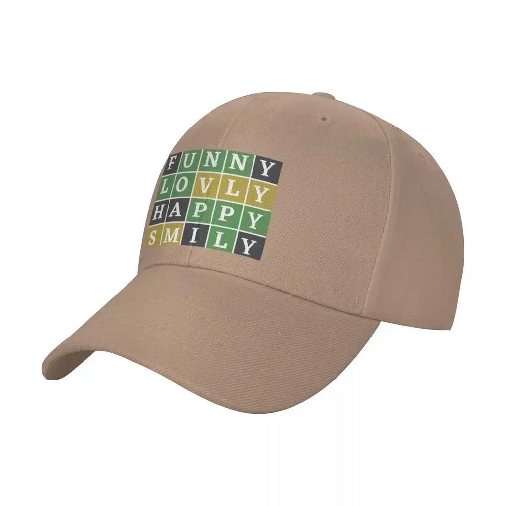 Learn happiness through Wordle Puzzle Game -Enjoy, Lovly, Happy, Smily Baseball Cap Hat Man Luxury Baseball Unisex Women's