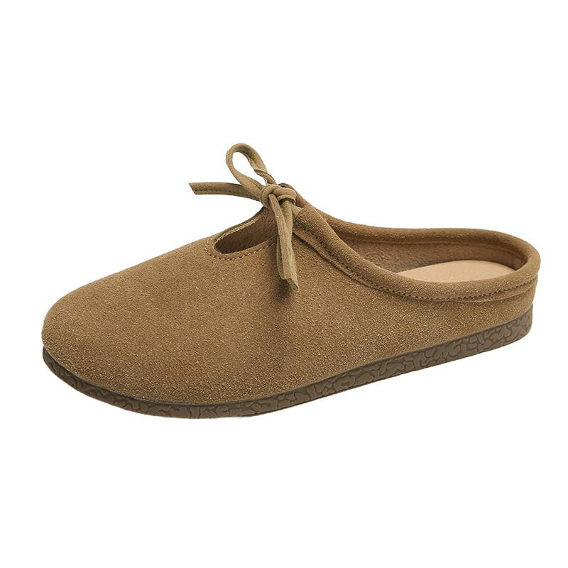 

Flat-bottomed bag head slippers for women to wear autumn new retro one-pedal lazy half-drag Boken slippers 40