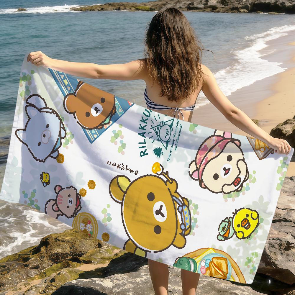 

cute cartoon face fun Bear R-Rilakkuma soft Dry Beach Towels Trip Towel swim Summer Holiday Vacation bathing Pool Camp Gift W30*H60(CM)