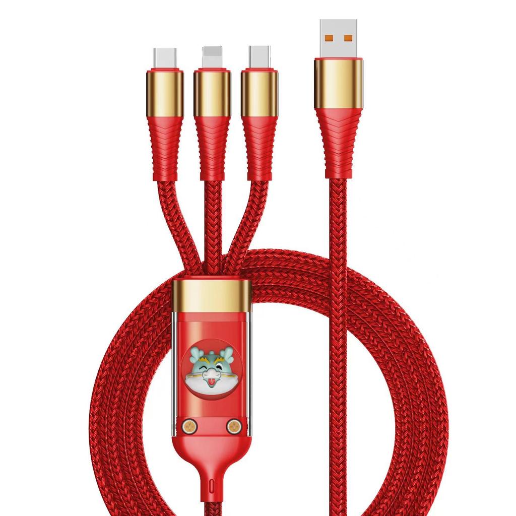 3-in-1 USB 100W Fast Charger Cable Car USB To Type-C Micro LIGHTNING Cable For iPhone 16 15 14 13 Samsung Xiaomi Huawei