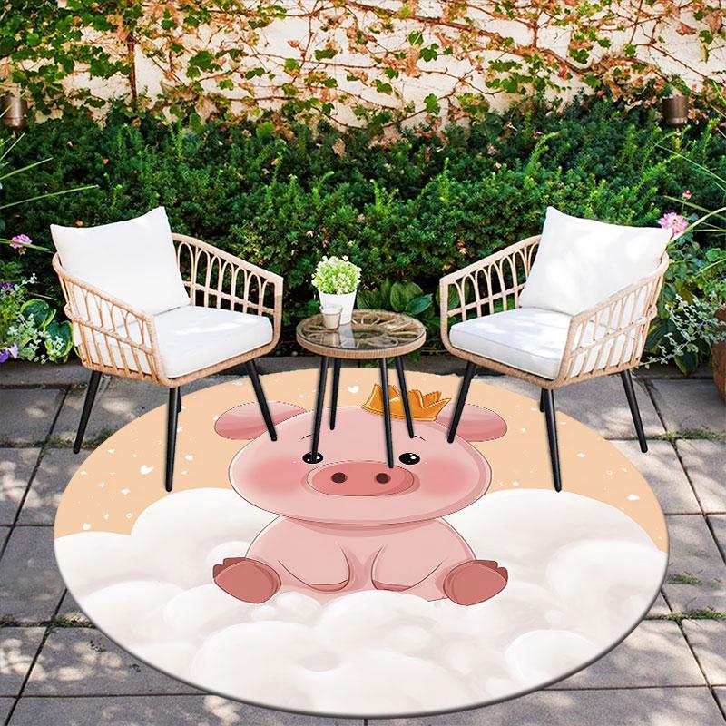 Pig Pattern Round rug,Carpet Rug for Living Room Bedroom Playroom ,Non-slip Floor Mat,Holiday Gifts and Birthday Gifts.
