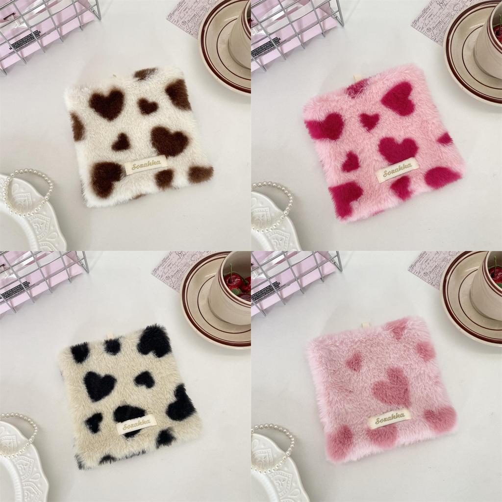 Plush Heart Shape Coasters With Modern Minimalist Design For Home Dining And Coffee Table Decor