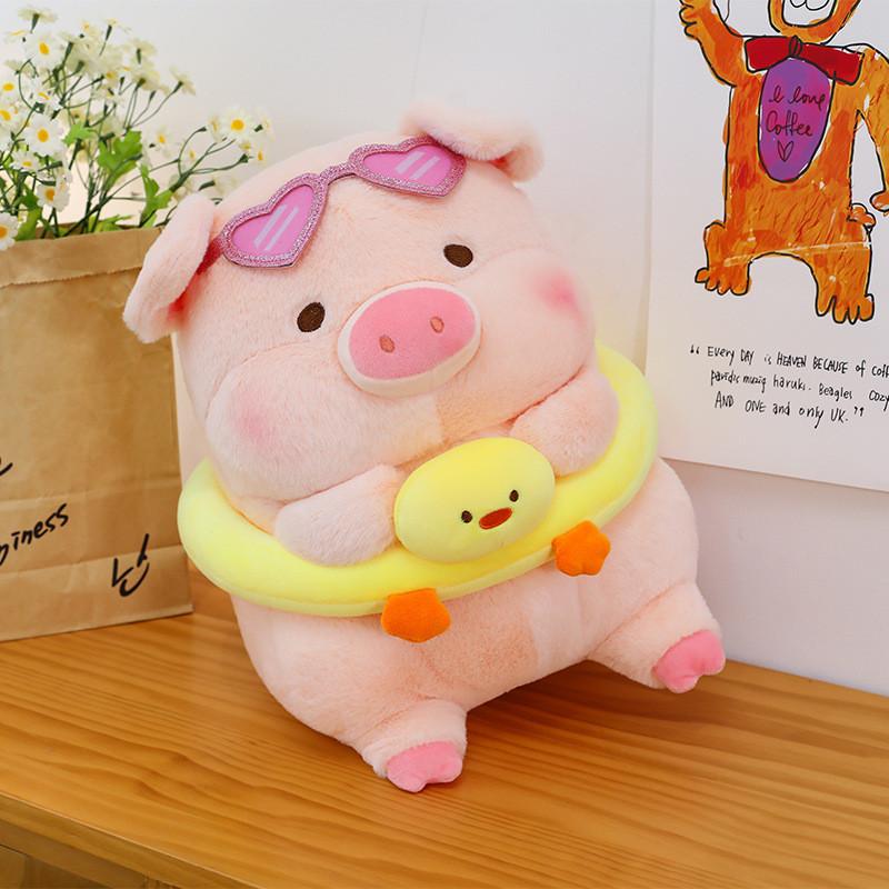 Cartoon Plush Toy Pig With Swimming Ring Cute Animal Soft Doll Gift For Kids