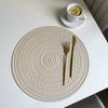 Imitation Leather Placemat Bohemian Style Embossed Table Mat, Round Pvc Edge Pressing Creative Waterproof Oil Western Food Thermal Insulation Mat