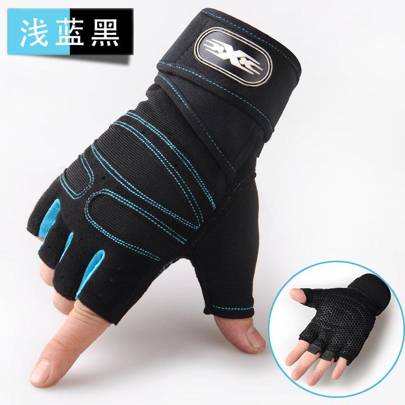 Weightlifting half-finger gloves, men's sports and fitness gear, outdoor cycling, non-slip wrist guards, breathable gloves, wristbands, dumbbells