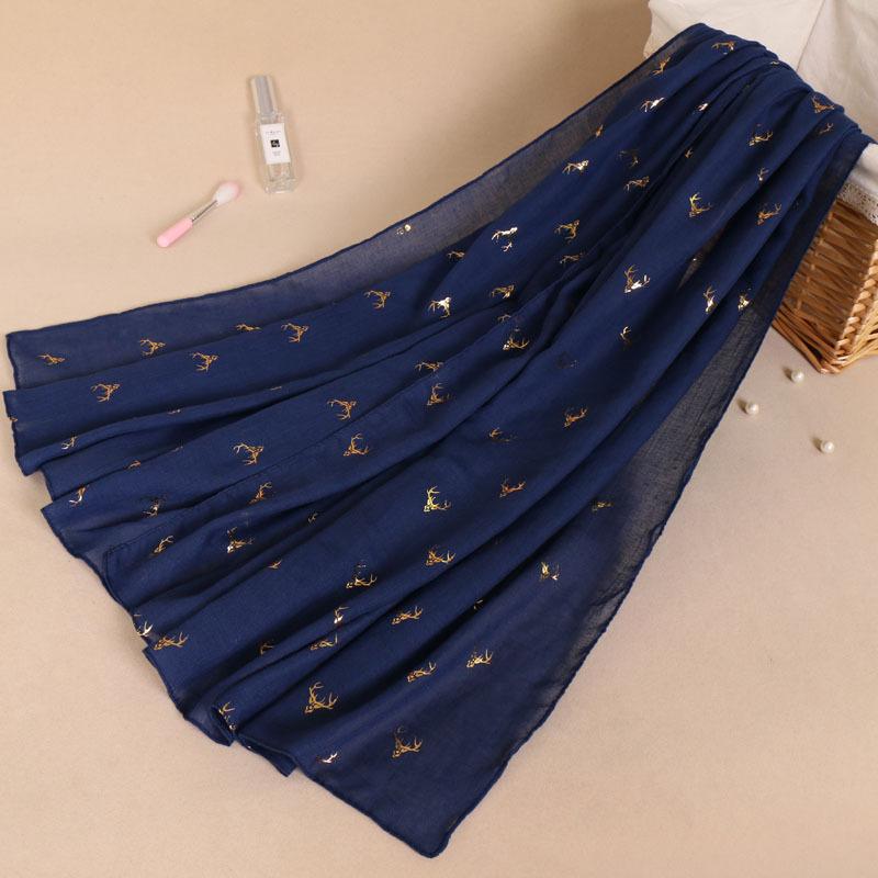 New Deer Autumn and Winter New Product Shawl Cotton Linen Linen Monochrome Bronzing Women's Scarf Long Scarf Versatile