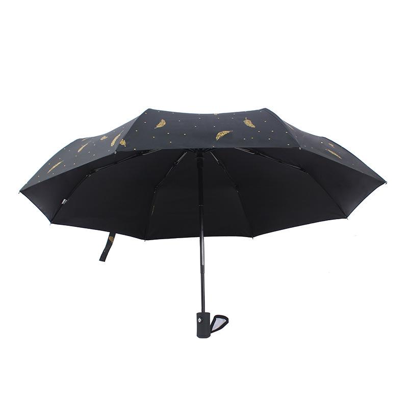 Damen Automatischer Dreifach-Federschirm: Leichtgewichtiger, kreativer Sonnenschutz & Regenschutz