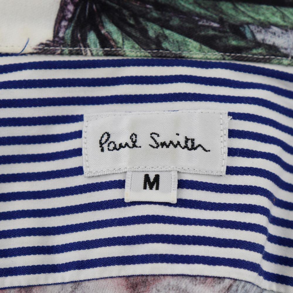 Paul Smith Botanical Short Sleeve Shirt Clown White Cotton Mens Used