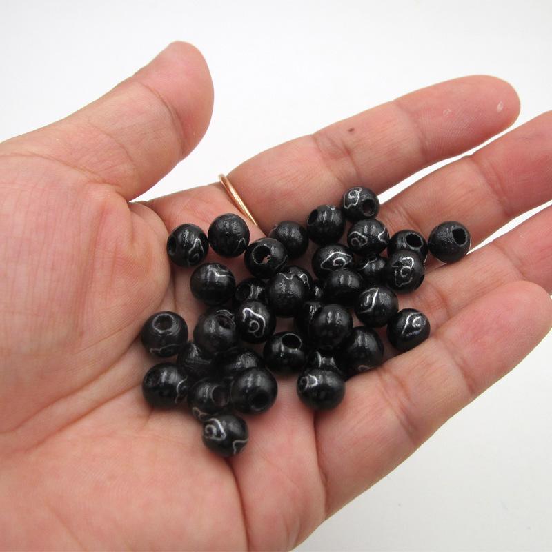 Schwarzes Glückswolken-Holzperlen-Armband & Schlüsselanhänger-Ornament - DIY Buddhistische Runde Perlen Handy-Zubehör.