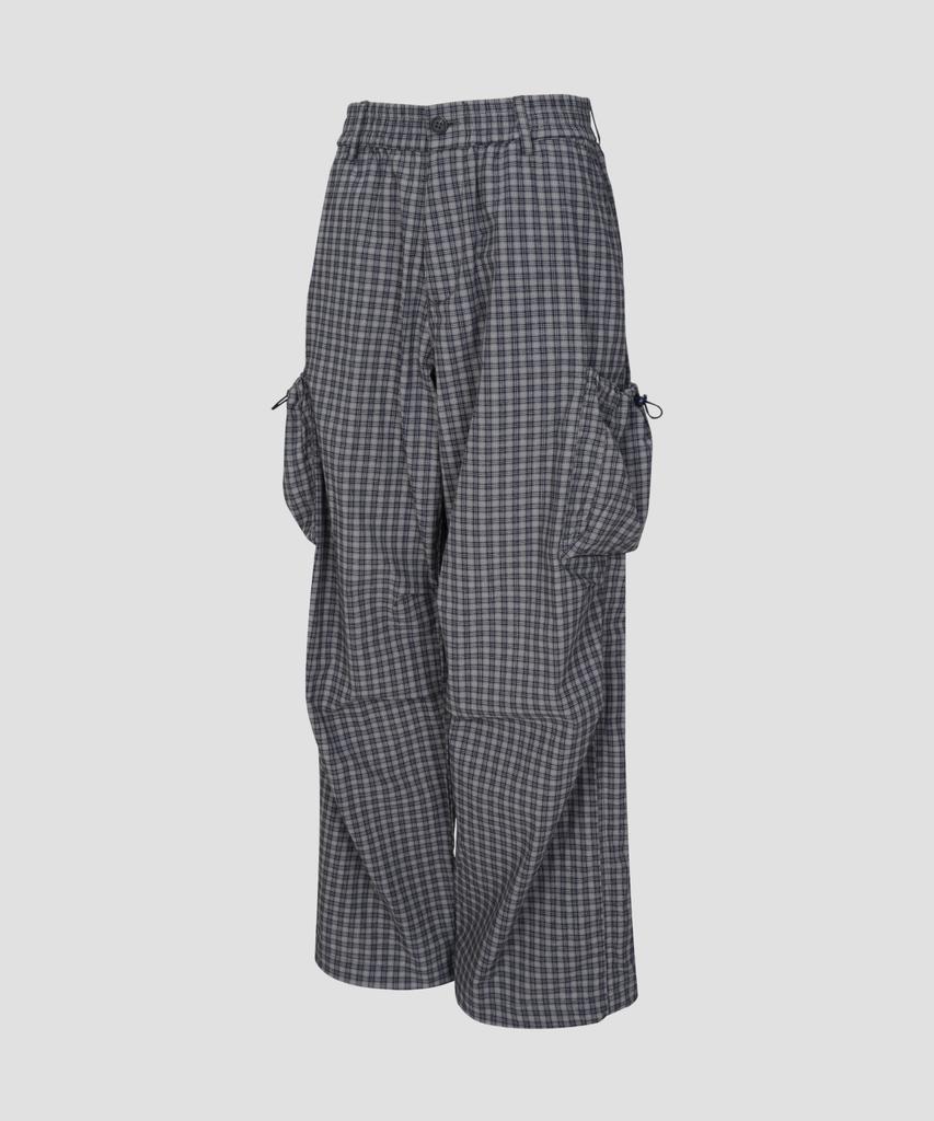 Beodeonteu Check String Cargo Elastic Pants [Navy]