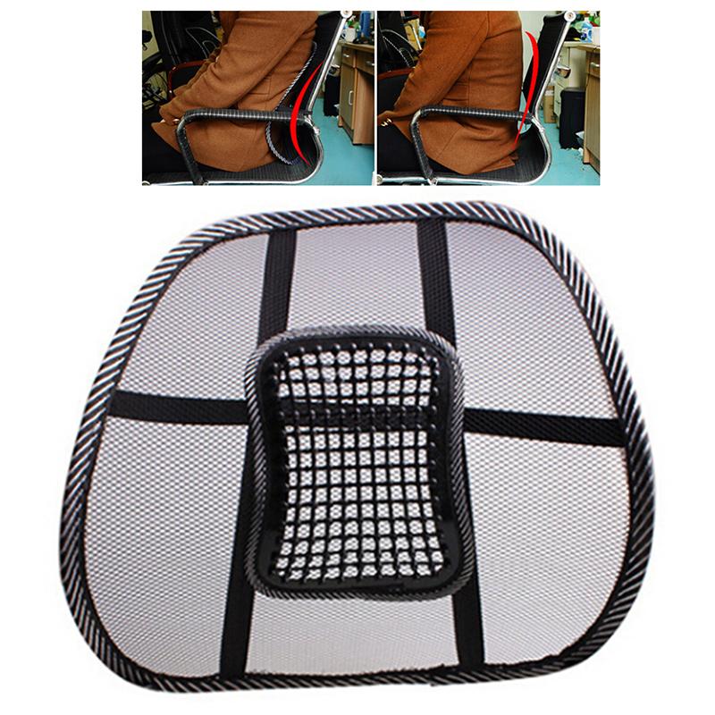 1Pc Mesh Back Lumbar Support Vent Cushion Car Office Chair Cushion Seat Black