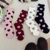 4 Pairs Womens Casual Crew Socks Elastic Fit Flocking Heart Pattern Soft Nylon Fabric Calf Socks for Comfort and Fashion