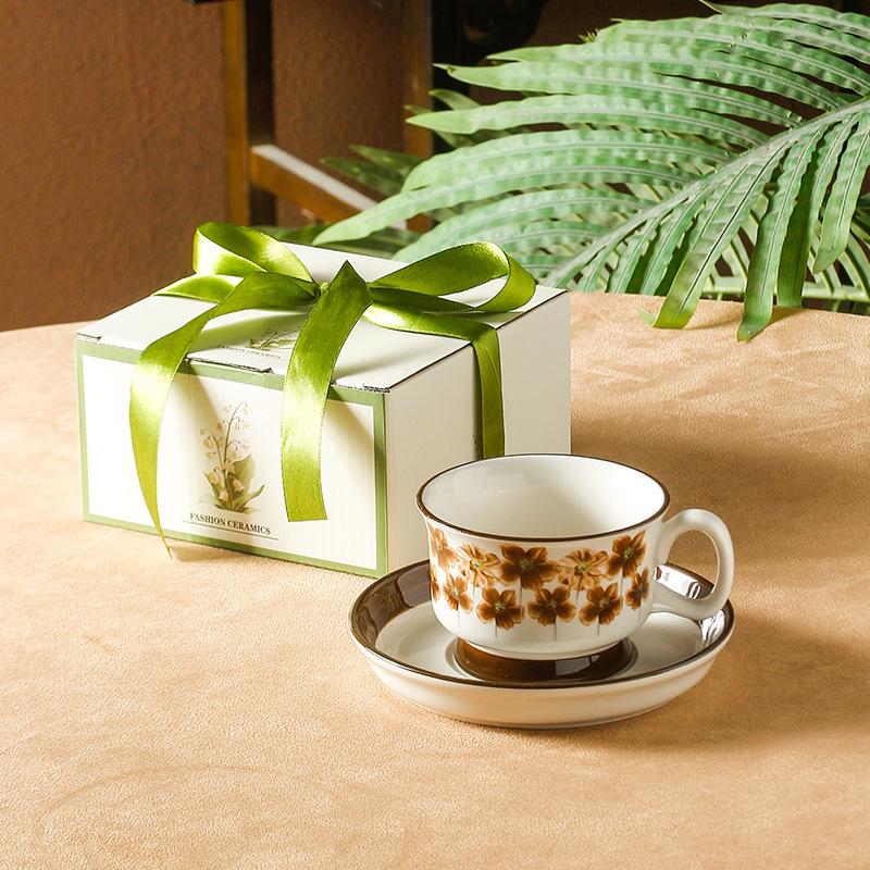 Høyverdig Retro Kaffekopp og Skålsett, Hjemmefrokostkopp, Ettermiddagstekopp, Latte, Vannkopp, Suvenir