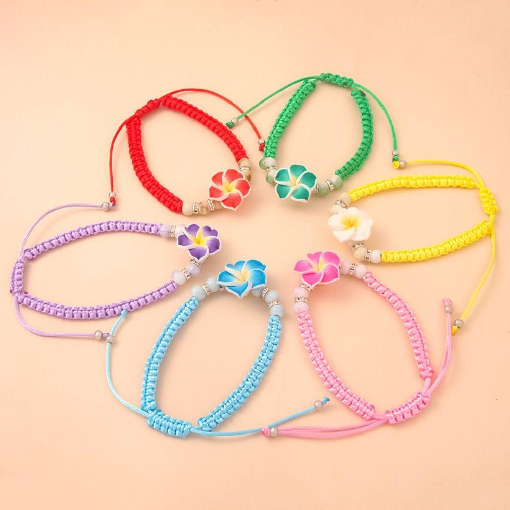 Boho Polymer Clay Braid Rope Bracelet Beads Bohemian Beach Jewelry Flower Bracelet Jewelry Gifts