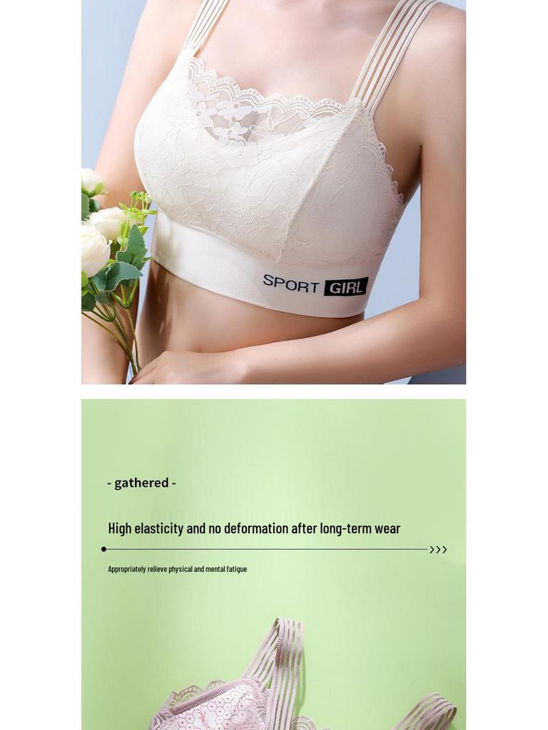 Plus Size Lace Back Tank Bralette with Chest Pads - Minimizing and Anti-Exposure Base Layer