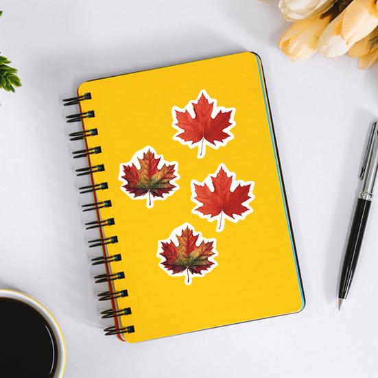 500 Pcs Fall Maple Leaves Stickers Self Adhesive Label Stickers Roll Autumn Leaves Decals for Thanksgiving Harvest Envelope Journal Scrapbook Decor