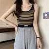 Women's Sports Stripe Camisole Summer Outer Wear Slim Fit Lining Sleeveless Sexy Top Outer Layer