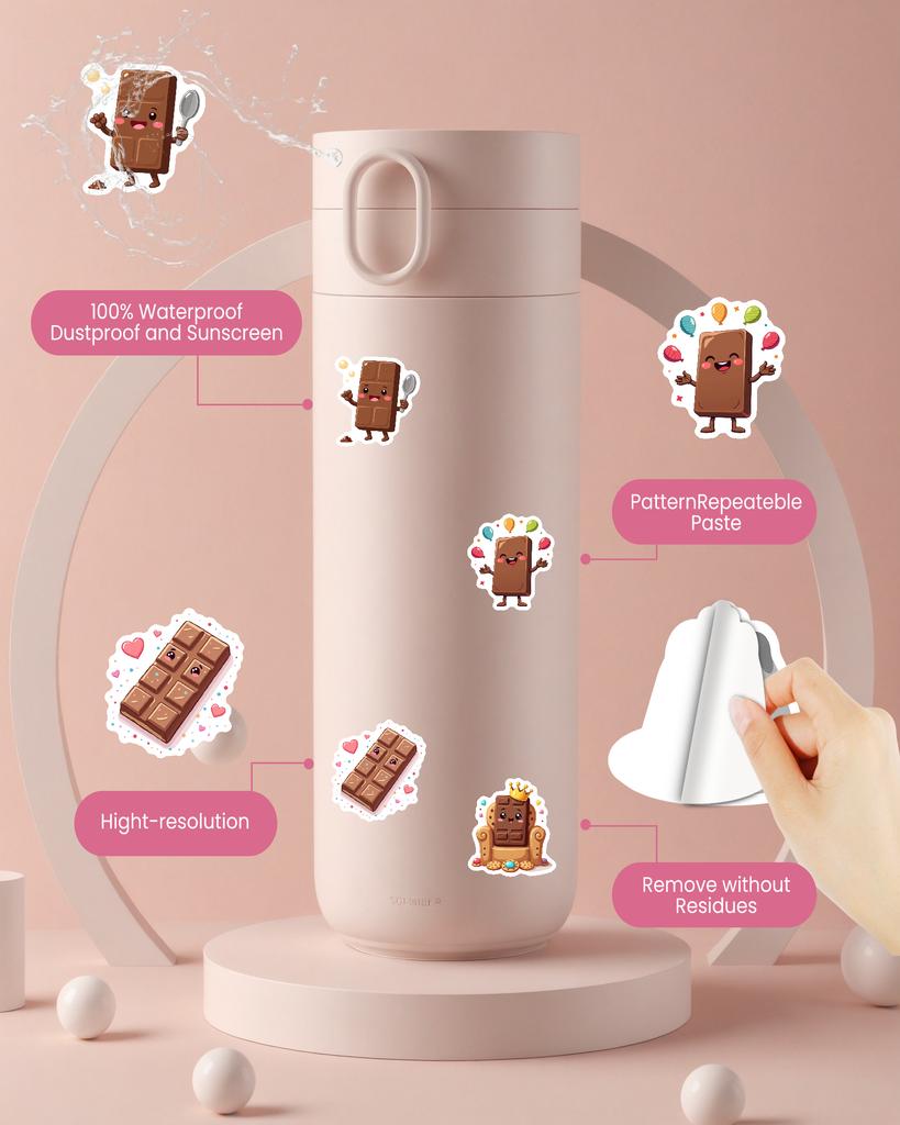 35pcs Chocolate Cookies Candy Sticker Waterproof Graffiti Computer Luggage Self Adhesive Personalized Stickers