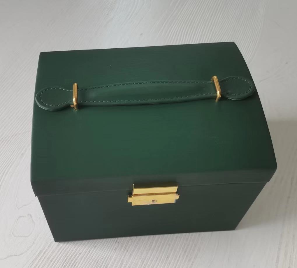 PU Leather Three-layer Locking Jewelry Box Handheld Storage Box Simple and Convenient Jewelry Box