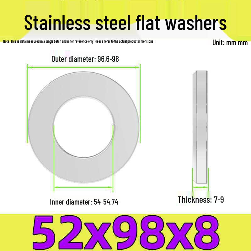 Stainless Steel Flat Washer Gasket, No Burrs, GB97 Standard (201/316/304)