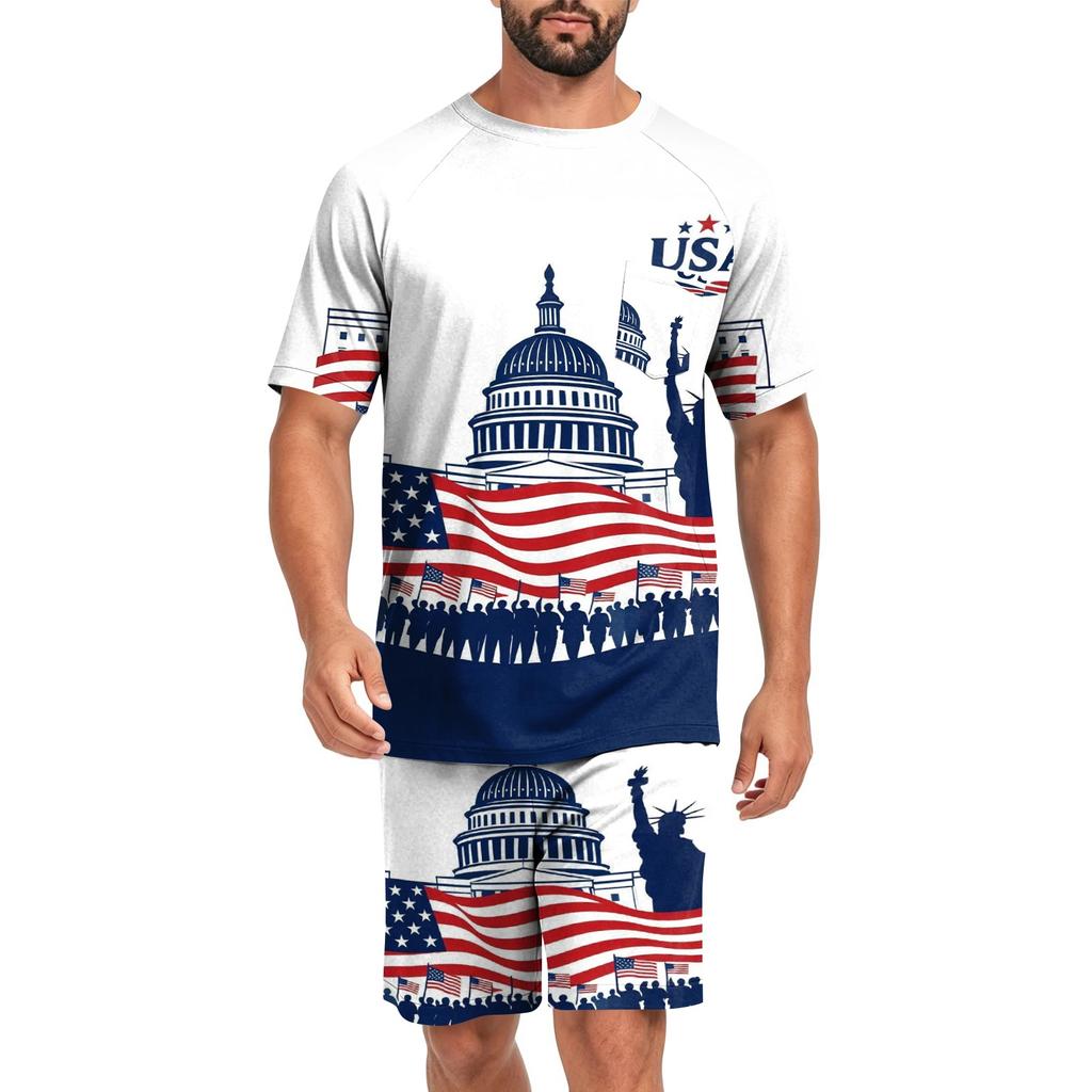 Conjunto de Verano para Hombre con Top de Manga Corta y Pantalones Cortos Juego de Dos Piezas para Dormir Tejido Ligero Transpirable Suave Ropa Casual para Casa