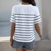 Summer Women's Casual Short Sleeve Striped T-shirt for Women