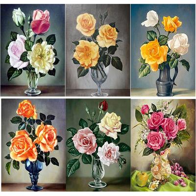 Noua pictură cu diamant 5D DIY, flori proaspete, broderie cu diamante, cusă de flori, cusătura de cruce, foraj rotund complet, decorațiuni pentru acasă, cadou de artă