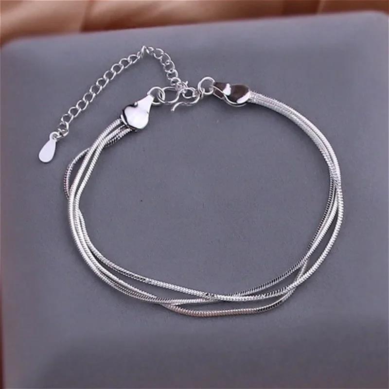 925 Sterling Silver Smooth Round Beads Bracelet For Women Vintage Simple Adjustable Classic Party Jewelry Gift