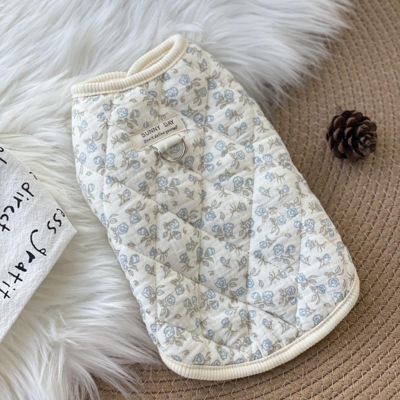 Flying sleeve gauze pet clothes cotton loungewear small dog puppy dog autumn and winter clothing warm kitten cat clothes