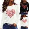 Women's Fashion Casual Slit Hem Round Neck Long Sleeve Loose Christmas Printed T-Shirt Ladies Top